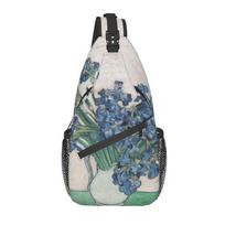 Vincent Van Gogh Painting Sling Crossbody Chest Bag Men Casual Almond Blossoms Shoulder Backpack for Traveling auksas