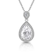 Fashionable Waterdrop Necklace High Carbon Diamond Zircon Ice Cut Necklace for Female Clavicle Chain Engagement Gift