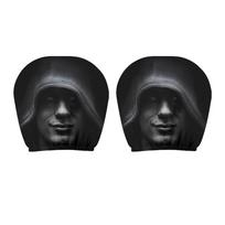 2 vnt. Juodas automobilio galvos atramos apsauginis užvalkalas Mystery Portrait spaudinys Automobilio dekoras Automobilio interjeras 2Pcs
