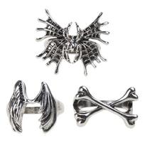3Pcs Angel Spider Butterflies Crossed Bone Punk Rock Ring for Women Hip Hop Ring 1