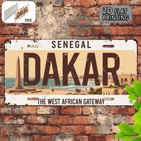 Dakar Senegal The West African Gateway License Plate Style D Flat Printing Metal Tin Sign West African Travel Themed Decorat 15x30cm(5.9x7.8inch)