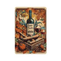 Vintage Red Wine Cigar Aluminum Wall Decor Home Office Gym Metal Sign Gift xin 20x30cm（7.8x11.8inch）