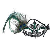 Masquerades Mask for Womens Feather Rhinestones Venetians Mask Party Evening Prom Ball Mask Halloween Cosplay Costumes žalia