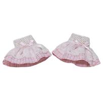 Adjustable Lace Wrist Sleeves Ruffle Cuffs With Checker Pattern and Bowknot Design For Harajuku Styles Costume Accessory 1 rožinė