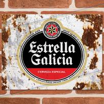 ESTRELLA GALICIA Metal Signs Mancave Pub Shed Bar Lager Beer Vintage Tin Sign UK 20x30cm（7.8x11.8inch） black