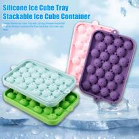 Sphere Silicone Ice Cube Tray with Lid Easy-Release Round Ball Mold for Whiskey Cocktails šviesiai žalios spalvos