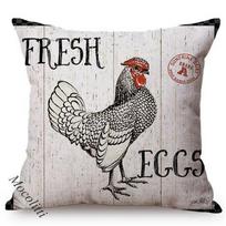 Nordic Farm Cock Pattern Pillow Case Rural Poster Letter Hen Style Cotton Linen Decoration Square Sofa Cushions Cover Kussenhoes Peach skin 18*18(CM)-1Pcs