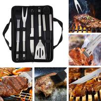 BBQ kepsninės įrankių rinkinys Nerūdijančio plieno kepsninės įrankiai Lauko stovyklavimo maisto gaminimo įrankių rinkinys BBQ kepsninės priedų rinkinys su maišeliu 3pcs/set gray