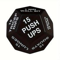 1pc 12-Face Fitness Stress Ball -Black with Red Text 18 Jump Squats & 30 Situps Instructions, Ideal for Hand Grip Strength Training Exercise Equipment balta