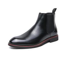 Brand Leather Men Chelsea Boots Designer Italy Dress Boots Men Fashion Casual Business Ankle Boots Dress Man Shoes Large Size 38