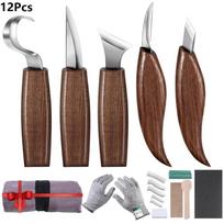 Wood Professional Carving Tool Set with Knife Grinding Stones Ideal for Professionals Cut-Resistant Glove. Light Green