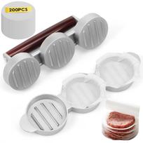 Mini Burger Press Aluminium Alloy Small Meat Patty Maker with 200/300 Paper Meat Patty Making Machine for Home Kitchen Accessory