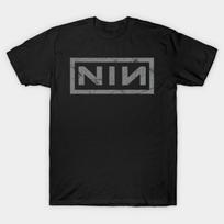 Men Black Print T-shirt Nine-Inch-Nails No-Cut Transfer Paper Print Cotton Tshirt 3XL juoda