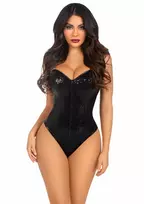 LEG AVENUE Sequin Boned Bodysuit with Detachable Straps, Snap Closure, Silver, S-L