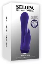 Evolved SELOPA PLUM JOB Rabbit Vibrator Dual Motor USB Rechargeable Purple 13.5cm