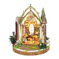 DIY Wooden Dreamland Floral Studio Book Nook Shelf Insert Kit Miniature Model Kits Bookshelf With Light Bookend for Friends Gift