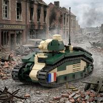 French Char B1 Bis Heavy Tank Building Blocks Set Military WW2 Armored Vehicle Camouflage Model Bricks Toys
