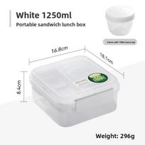 Portable Double Layer Bento Box With Dividers For Office Lunches And Picnics Medium White