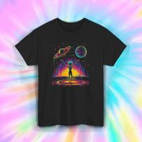 Alien Planet Shirt Cosmic Space Art Trippy Galaxy Graphic Tee S-5XL L