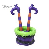 Space-saving Ice Bucket Halloween Inflatable Bucket, Witch Legs Beverage Tub, Portable Party Cooler Purple Orange for Decor, Outdoor Gathering