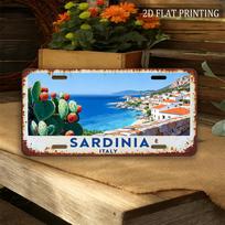 D Flat pc Sardinia Italy Vintage Metal Sign  Aluminum Wall Plate Suitable for Fence Porch Yard Decor with Aged Edge Retro 15x30cm(5.9x7.8inch)