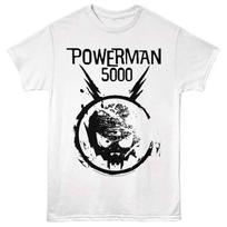 Powerman 5000 - Space Skull Logo - Adult Unisex Short Sleeve T-Shirt - White 4XL
