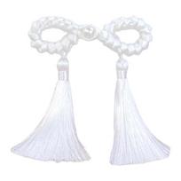 Elegant Handmade Chinese Pearls Buttons for Traditional Cheongsam Accessories Long Tassels Button 1 balta