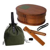 Bentwood Bento Box Natural Oval Single Cedar Stylish Bentwood Lunch Chopstick Insulated Lunch Original for New Life 6-Piece Set 600ml, Wood,