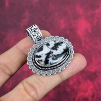 Bizonų jaspio pakabukas, 925 prabos solidus sterlingas sidabro brangakmenių papuošalas, Rankų darbo pakabukas, Padėkos dienai 1.97 Inches balta