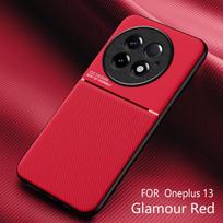 Dėklas OnePlus 13 5G, minkštas rėmelis, apsauginis, smūgiams atsparus galinis dangtelis, skirtas One Plus 13 1+13 Oneplus13, odinis dėklas su magnetiniu laikikliu automobiliui OnePlus 13 raudona