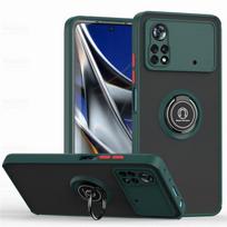 Magnetinis matinis dėklas Xiaomi POCO X4 Pro X5 F4 X3 M4 M3 Pro GT 5G Redmi Note 7 8 8T 8A smūgiams atsparus žiedo laikiklis prabangus dangtelis Funda For POCO X4 Pro 5G tamsiai žalia spalva