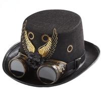 Senovinė sunkiojo metalo kepurė vakarienė kepurė Steampunk viršutinė kepurė vyrams ir moterims Akiniai Priedai Skrybėlių diržas Vyriškas kaubojus Skrybėlė Kniedės dangtelis Apsauginis gaubtas Kniedės dangtelis M（56-58cm） black
