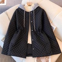 Women's Casual Hooded Coat Fashionable Colorblock Argyle Pattern Hooded Coat Drawstring Waist Zip Up Outwear with Pockets XXXL juoda