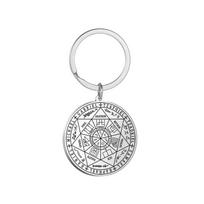 Seven Archangels Magic Circle Keychain: Rune & Mantra Pendant in Stainless Steel