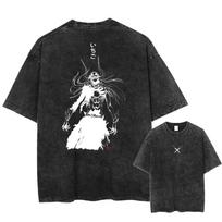 Manga BLEACH Tshirt for Men Women T Shirt Vintage Washed Cotton T-shirt Summer Short Sleeve Clothing Casual Oversized Tee Top L smėlis