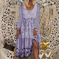 Women's Fashion Casual Dress With Pocket Decorative Buttons, Round Neck And Long Sleeves XXL