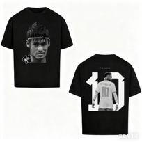 Summer Men's 100% Pure Cotton Classic Football Superstar Printed Short Sleeved Round Neck Soft Breathable Loose T-shirt S juoda