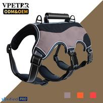 Vpetbr 2025 OEM Halti French Bull Sling Carrier Stainless Steel Leather Tactical Breakaway Adjustable Dog Harness Set (Gray,Xxxs) pilka spalva