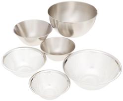 Yanagi Sori Stainless Steel Colander and Bowl Set Made in Japan Dishwasher Safe Suitable for Mixing and Food Preparation Matte Finish Perforated