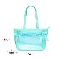 New Girls Large Capacity Dopamine Cute Kawaii Ulzzang Ita Bag Y2K Ribbon Bow Japanese Women Sweet Shoulder Tote Bag žalia