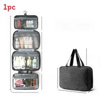 Polyester Travel Toiletry Organizer With Multiple Compartments For Packing Convenience Black