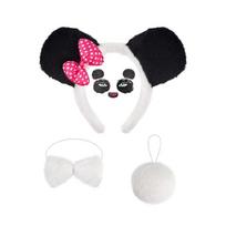 4Pcs Animal Panda Costumes Accessories Panda Ears Headband Tail Bows Face Sticker for Kids Halloween Cosplay Party Props 1