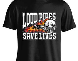 Loud Pipes Save Lives Screaming Skull T shirt 3XL
