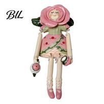 Teapot Fairy Figurine Statue Rose Holding A Tea Cup Shape Exquisite Resin with Movable Joint Ornament for Garden Patio Desktop Afternoon Decoration 1pc
