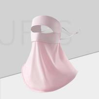 Anti UV Full-Face Sunscreen Veil UPF 50+ Neck Wrap Cover Ice Silk Face Cover  for Male Female rožinė