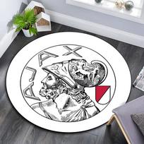 AFC Ajax Amsterdam Printed Round Rug, Non Slip Washable Circular Carpet For Living Room Bedroom Playroom, Sports Fan Decor, Holiday Birthday Gift 80cmx80cm