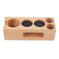 Wood Material Wooden Coffee Tamper Holder 5 Hole Tamper Mat Stand Coffee Tamping Station  Home Use S