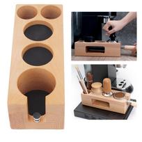 5 Hole Wooden Coffee Tamper Holder Non-Slip Design Espresso Tamping Station  For Cafes S