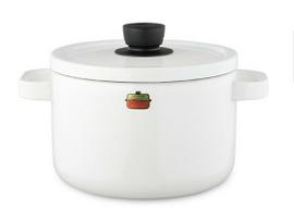 Fuji Enamel with Casserole, Deep, Double-Handled, White, 22cm, 5.6L Capacity, Lid, Solid, SD-22DW.CW balta