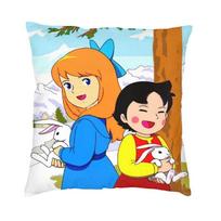 Heidi Peter And Grandpa Alps Goat Mountain Cushion Cover Print Cartoon Movie Floor Pillow Case Living Room Fashion Pillowcase Peach skin 18*18(CM)-1Pcs